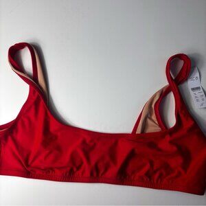 J. Crew Red Bikini Top Swimwear scoopneck